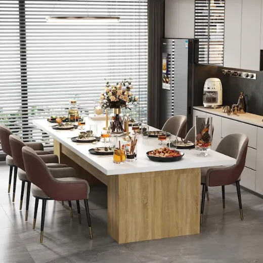 Picture of Contemporary/Modern Dining Table: 118.1-in Length, Spacious 6-8 Seater, Sleek Finish with Textured Accents