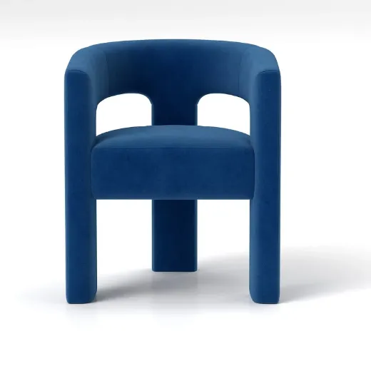 Picture of Modern Glam Dining Chair Set of 6: Open-Back Accent, Unique Arched Base, Navy