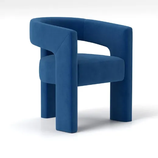 Picture of Modern Glam Dining Chair Set of 6: Open-Back Accent, Unique Arched Base, Navy
