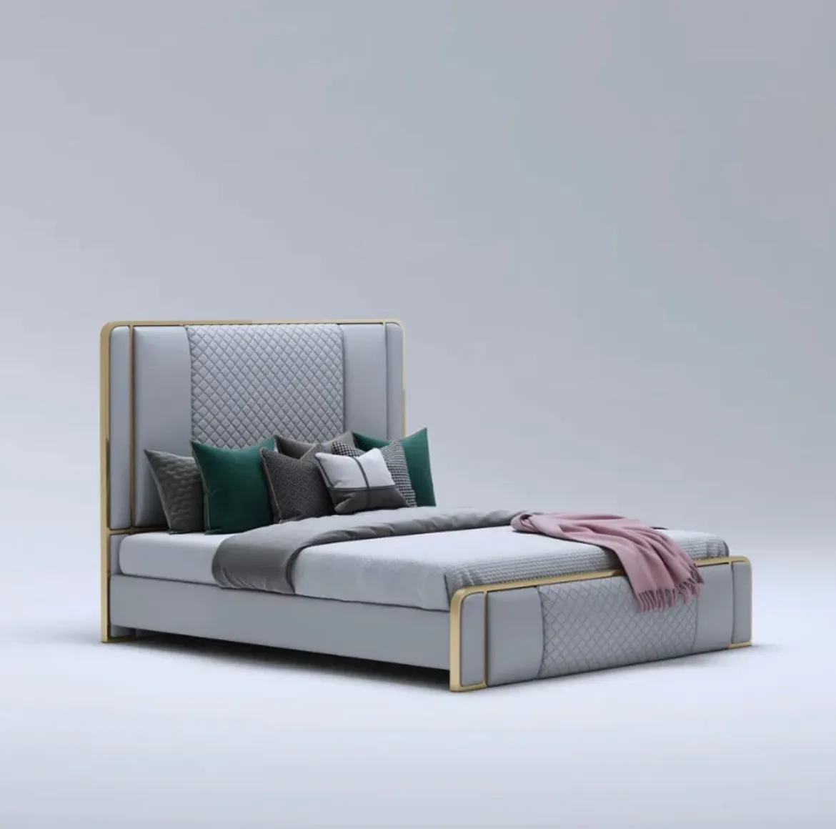 Picture of Queen Size Bed: Modern Italian Luxury Design, Upholstered Synthetic Leather, Convertible with Hydraulic Storage, Pine Wood & Plywood Frame