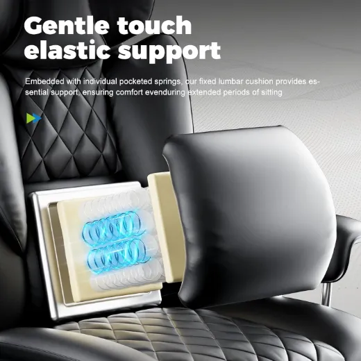 Picture of Big and Tall Office Chair: High Back, Ergonomic Design, Footrest, Lumbar Support, Black Leather-Style