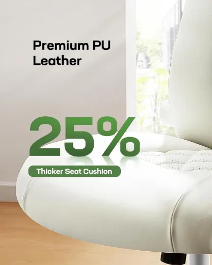 Picture of Executive Office Chair: Adjustable Swivel, Flip-Up Armrests, Ergonomic Design, White Faux Leather