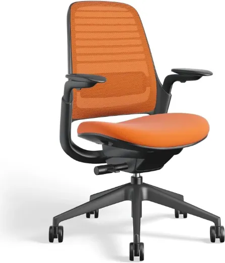 Picture of Ergonomic Office Chair: Adjustable Work Chair with Weight-Activated Controls and Hard Floor Wheels, Tangerine