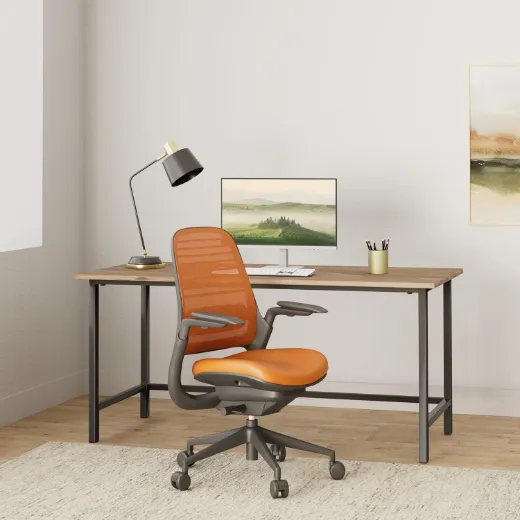Picture of Ergonomic Office Chair: Adjustable Work Chair with Weight-Activated Controls and Hard Floor Wheels, Tangerine