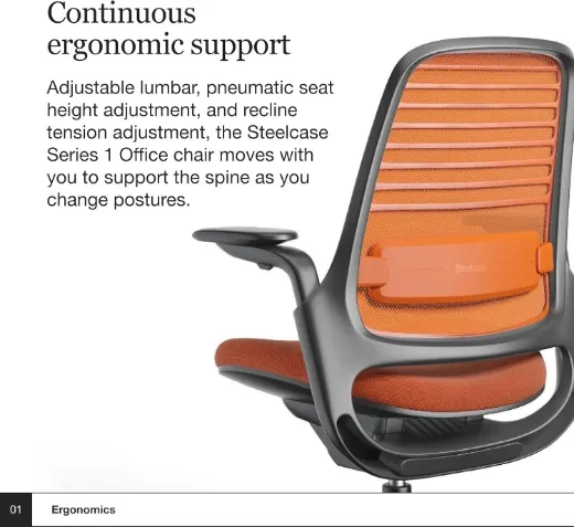 Picture of Ergonomic Office Chair: Adjustable Work Chair with Weight-Activated Controls and Hard Floor Wheels, Tangerine