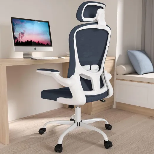 Picture of High Back Ergonomic Office Chair: Adjustable with Lumbar Support, Headrest, Breathable Mesh, Flip-Up Armrests, Dark Gray
