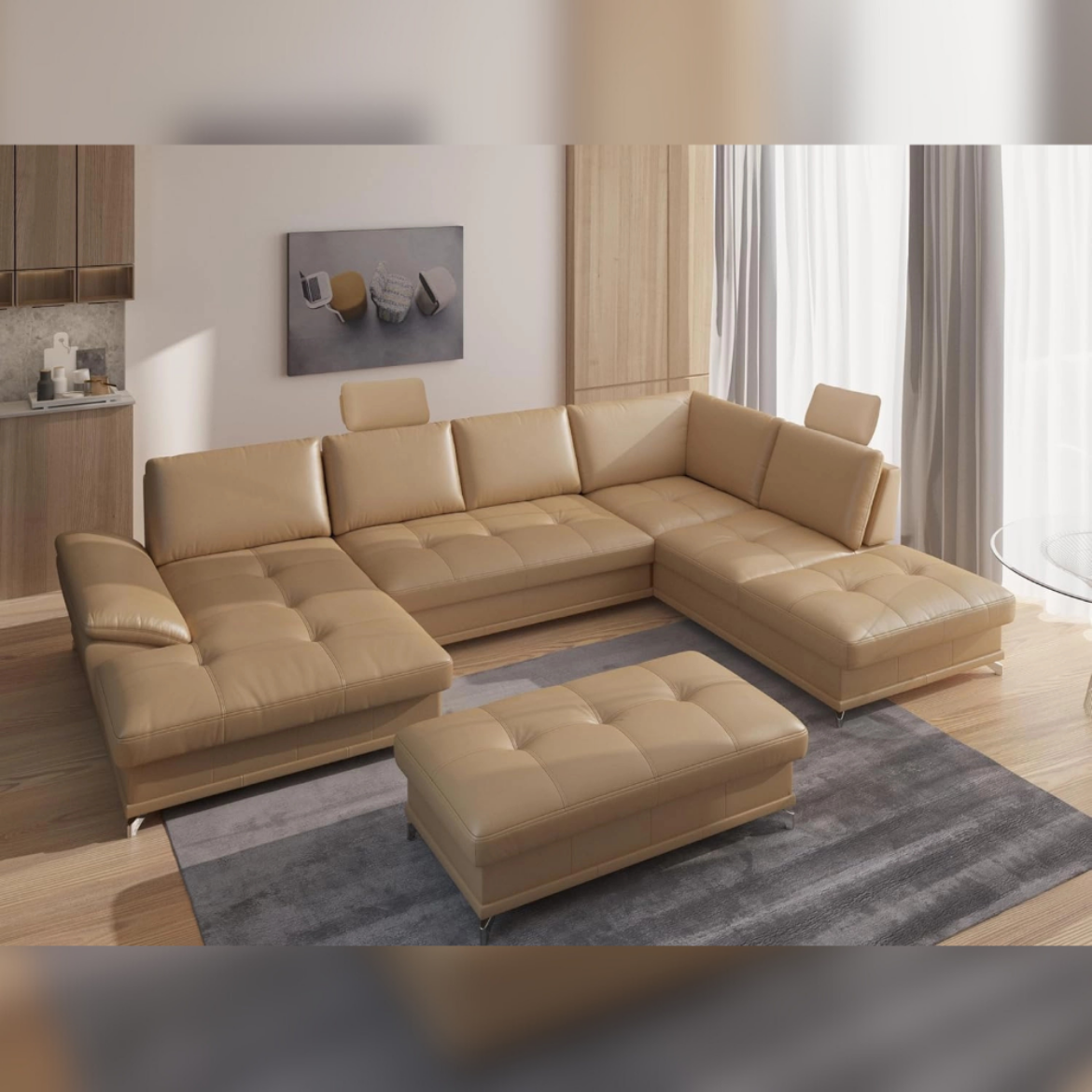 Picture of L-Shape 6 Seater Sectional Sofa Castiel:  Adjustable Depth, Optional Bed & Storage - A&OLS29
