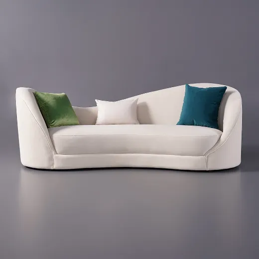Picture of Solid Wood Frame, Luxurious Upholstery: The Ultimate 84" Off-White Velvet Love Chair Sofa for Modern Living Spaces