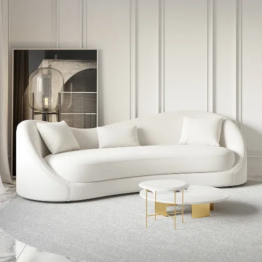 Picture of Solid Wood Frame, Luxurious Upholstery: The Ultimate 84" Off-White Velvet Love Chair Sofa for Modern Living Spaces