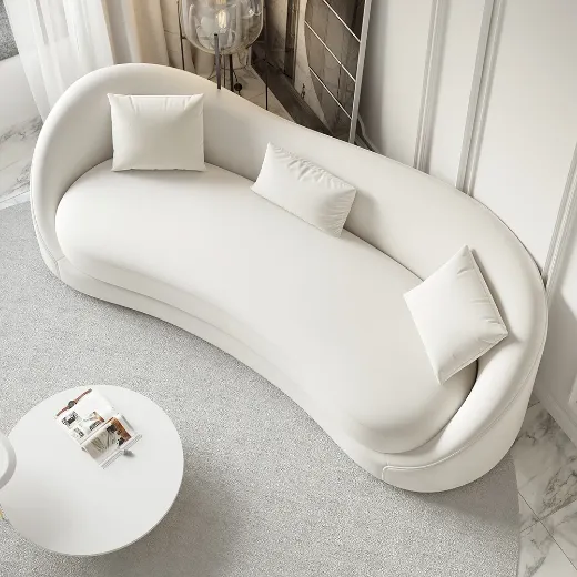 Picture of Solid Wood Frame, Luxurious Upholstery: The Ultimate 84" Off-White Velvet Love Chair Sofa for Modern Living Spaces