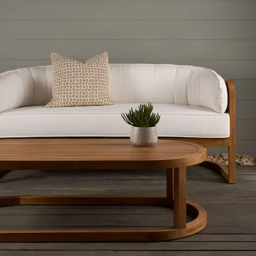 Picture of New Model Teak Wood Sofa Set - Weave Indoor/Outdoor Design (Kerala Style Inspiration)
